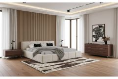 Lamont + Brooklyn - Modern Beige Fabric + Walnut 4-Piece Bedroom Set