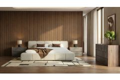 Lamont + Rado - Modern Beige Fabric + Walnut 4-Piece Bedroom Set