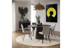 Lander Modern Mid Century Black Oak Round Dining Table
