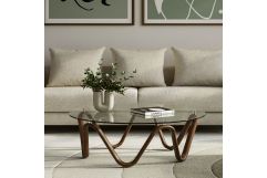 Lassen - Modern Glass & Walnut Coffee Table