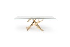 Legend Modern Glass & Gold Dining Table