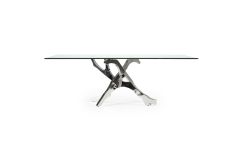 Legend Modern Glass & Stainless Steel Dining Table