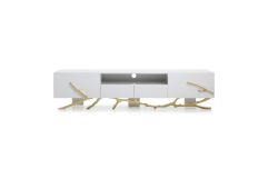 Legend - 87"-Wide Modern White Gold TV Stand