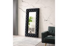 Legend - Transitional Black Velvet Floor Mirror