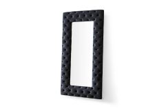 Legend - Transitional Black Velvet Floor Mirror