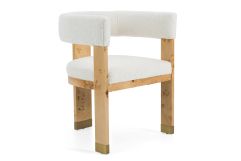 Letha - Modern Cream Fabric + Burl Dining Chair