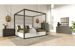 Manhattan - Contemporary Grey and Gold Nightstand