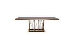 Marston Modern Black Glass & Rosegold Dining Table