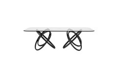 Mason Modern Glass & Black Ash Dining Table
