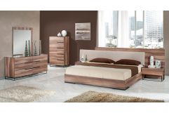 Matteo Italian Modern Walnut & Fabric Bedroom Set