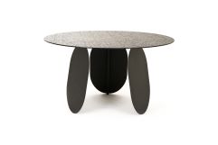 Maxine - Modern Hammered Grey Glass Round Dining Table
