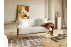 Cynthia - Modern White Fabric + Wood Loveseat
