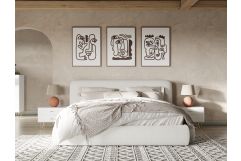 Liam - Modern Ivory Fabric Upholstered Bed