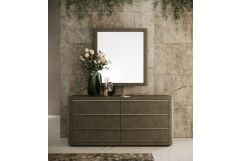 Lois - Modern Beige Shagreen + Brass Dresser