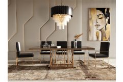Marston Modern Black Glass & Rosegold Dining Table