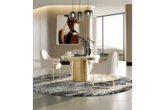Rocky - Glam White Marble & Brush Gold Round Dining Table