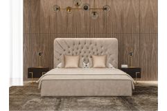 Moontide - Glam Beige Velvet and Brushed Brass 4-Piece Bedroom Set