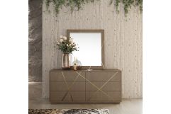 Nixa - Modern Wide Birch + Brushed Bronze Dresser