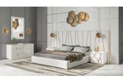 Nixa - Modern White + Gold Bedroom Set