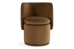Norris - Modern Brown Fabric Swivel Dining Chair