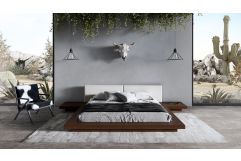 Tokyo - Contemporary Walnut and White Platform Bed