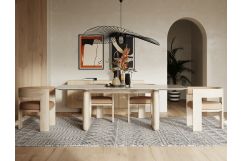 Osaka - Modern Faux Marble + Natural Ash Dining Table