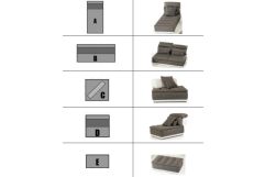 Panorama Italian Modern Grey Fabric & White Leather Sectional Sofa