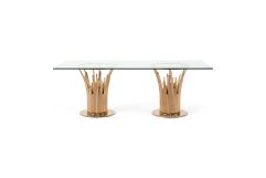 Paxton Modern Glass & Rosegold Dining Table