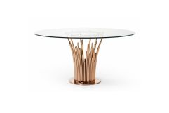 Paxton Modern Round Glass & Rosegold Dining Table