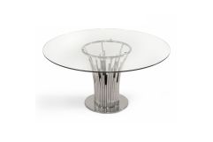 Paxton - Modern Round Glass & Stainless Steel Dining Table