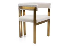 Pontiac - Modern Beige Sherpa + Gold Dining Chair