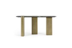 Quest - Modern Black Rose Marble + Antique Brass Console Table