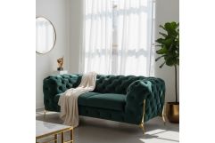 Quincey - Transitional Emerald Green Velvet Loveseat