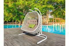 San Juan Outdoor White & Beige Hanging Chair
