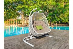 San Juan Outdoor White & Beige Hanging Chair