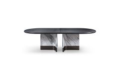 Renfew - Modern Black Oak + Faux Marble Oval Dining Table