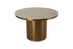 Rocky - Glam White Marble & Brush Gold Round Dining Table