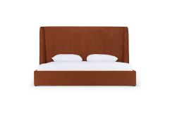Roma - Modern Burnt Orange Microfiber Upholstered Bed