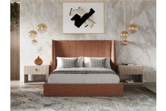 Roma - Modern Burnt Orange Microfiber Upholstered Bed