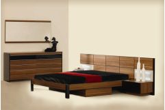 Rondo Modern Platform Bed w/ Nightstands Storage And Lights