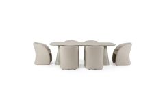 Anchor - Outdoor Grey Olefin + Stone 7-Piece Dining Set