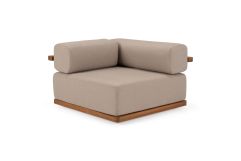 Saint Croix - Outdoor Light Brown Olefin Fabric + Teak Corner Seat