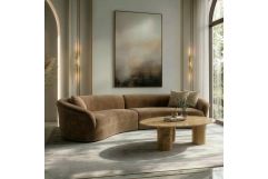 Sheth - Modern Brown Fabric Curved Sectional Sofa
