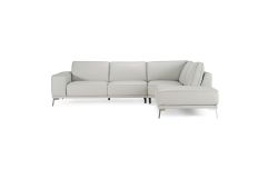 Soho - Italian Right Facing Light Grey Nirvana Leather Sectional Sofa