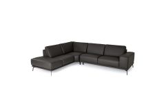 Soho - Italian Left Facing Grey Nirvana Fume Leather Sectional Sofa