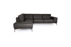 Soho - Italian Left Facing Grey Nirvana Fume Leather Sectional Sofa