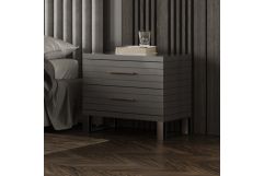 Splendor - Grey High Gloss Slatted Nightstand