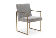 Suzanne - Modern Grey Fabric + Antique Brass Dining Chair