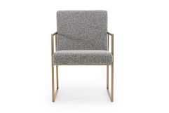 Suzanne - Modern Grey Fabric + Antique Brass Dining Chair