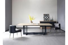 T8963 - Natural Oak + Black Metal Dining Table